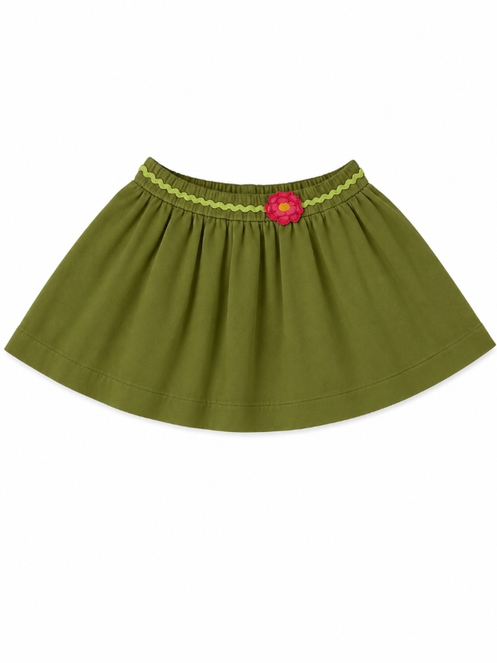 Gymboree Olive Green Twirl Skirt with Pink Flower Size 5